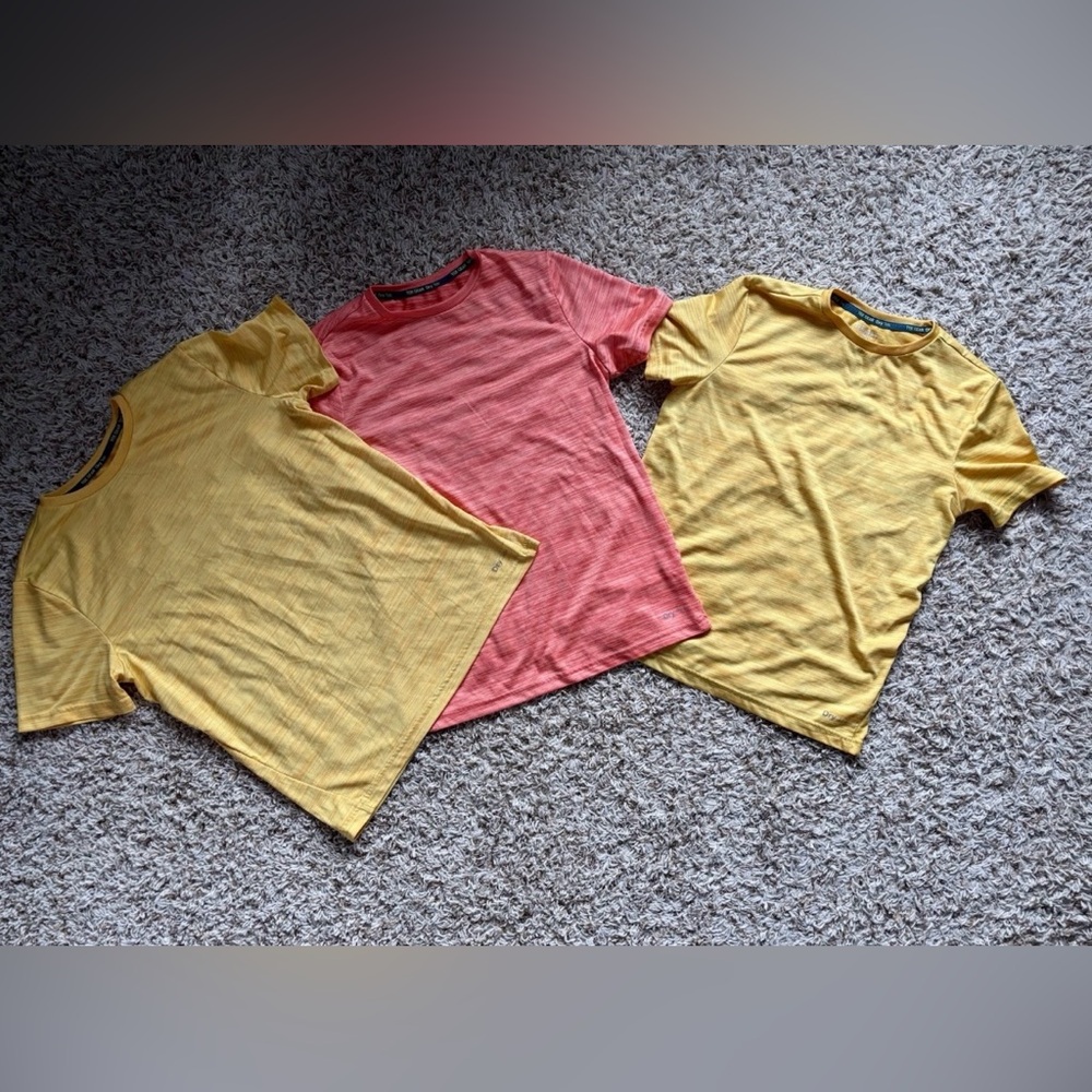 tek gear Short Sleeve Kids Tees in Yellow & Coral - 3 Pack